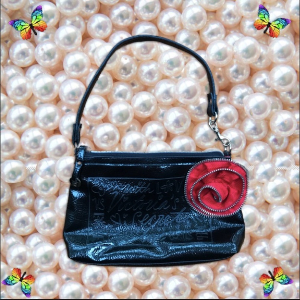 🌹🖤 Mini Red Rose and Black Vinyl Purse 🖤🌹